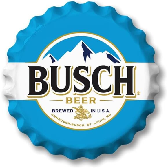 Busch Beer Metal Bottle Cap Sign Garage Shop Bar Man Cave Outdoor Decor LARGE NW - Picture 1 of 6